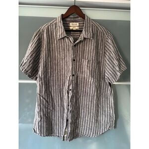 Madewell Short-Sleeve Button-Down Shirt in Gray and Black Stripe